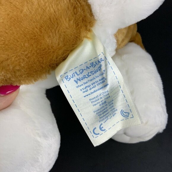 Build A Bear Bulldog Boxer Puppy Dog Plush Stuffed Animal 16 inch White Brown - Picture 8 of 9
